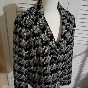 Talbots 12 Wool Blazer Houndstooth Women's 2-Button Fully-Lined Grey/Black